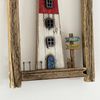 Framed Coastal Lighthouse Wall Decor Rustic Wood Hanging Rectangle Nautical Gift 18x30cm