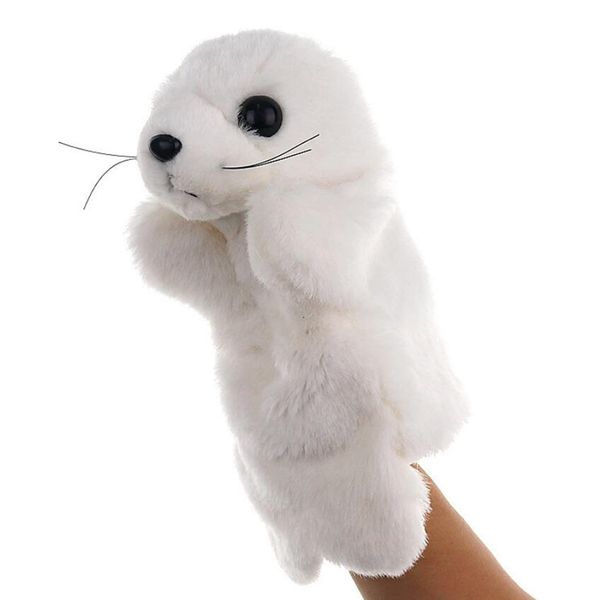 Plush Seal Hand Puppets Stuffed Ocean Animals Toys for Kids Imaginative Pretend Play Storytelling White