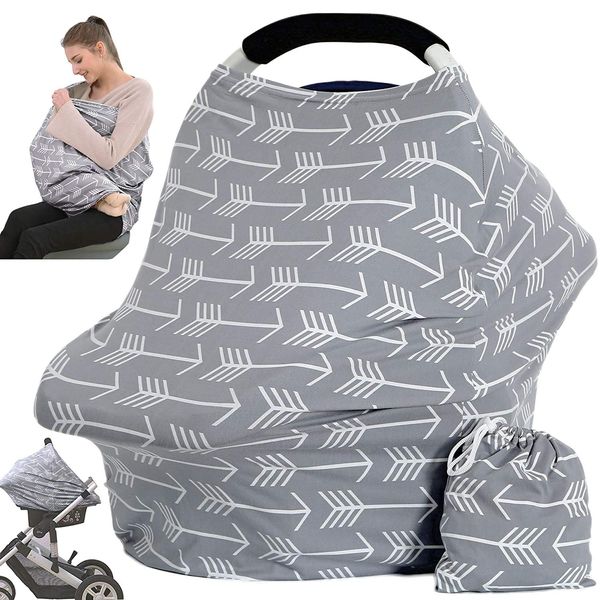 Car Seat Canopy Breastfeeding Cover - Multi Use Baby Stroller and Carseat Cover, Breastfeeding Covers, Boys and Girls Shower Gifts (Classical Arrows)