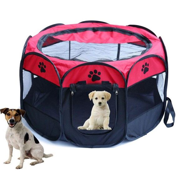 8 Panel Pet Tent Playpen Dog Cat Play Pen Bags Kennel Portable Puppy Foldable