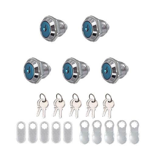 Xnrtop Cam Locks Cabinet Locks Keyed Alike， Cylinder Length Fits on 0.4'', Secure File Drawer Mailbox RV Storage Tool Box Replacement Lock Set, Zinc Alloy(5/8 Inch 5 Pcs) (16 mm 88A-16)