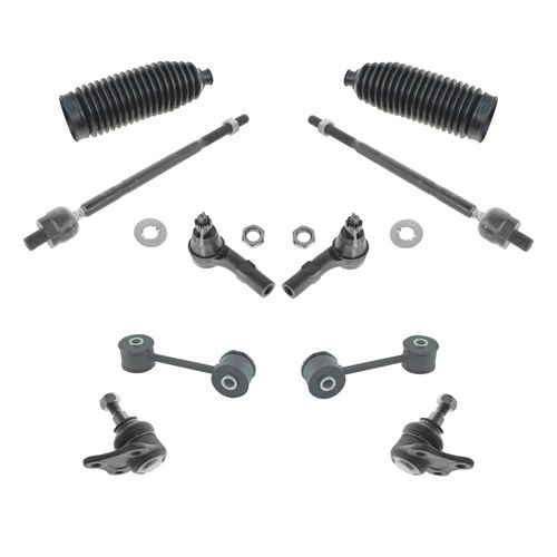 Front Steering & Suspension Kit Ball Joint Steering Rack & Pinion Bellow Sway Bar Stabilizer Link Tie Rod Compatible with 2001-2010 Volkswagen Beetle 2001-2006 Golf 2001-2005 Jetta