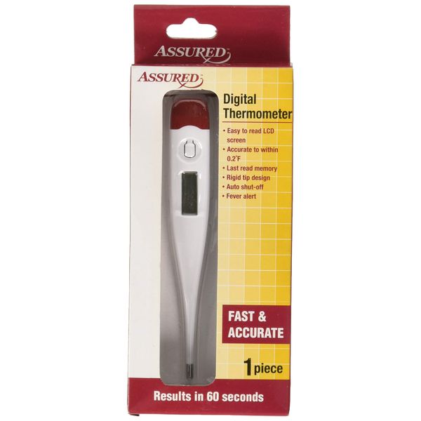 Assured LCD Digital Thermometer - Fast and Accurate - Results in 60 Seconds