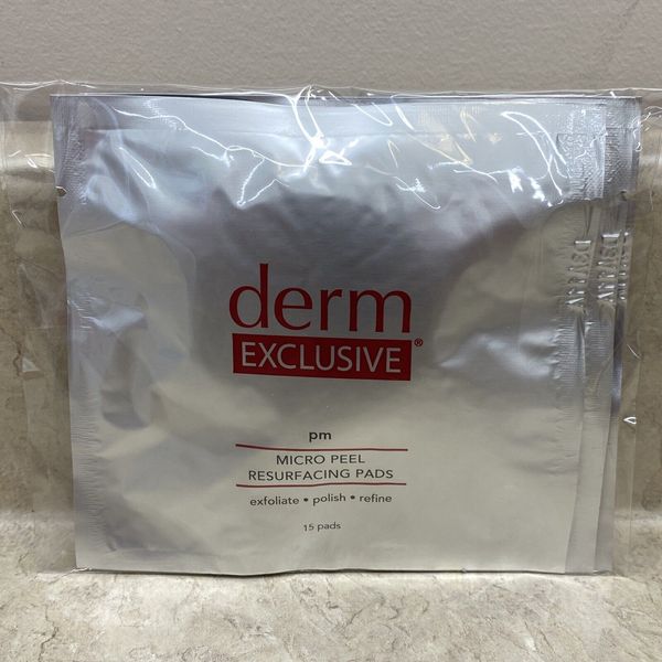 Derm Exclusive 2 PM Micro Peel Resurfacing Pads 45 pads New Sealed w/Sealable...