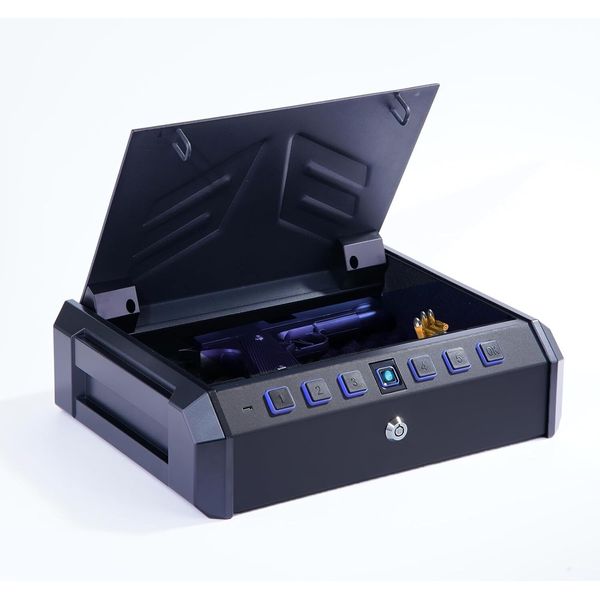 Gun Safe for Pistols Biometric Gun Safe with 3 Access Ways for 2 Pistols