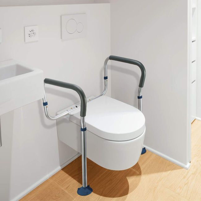 OasisSpace Stand Alone Toilet Safety Rail - Heavy Duty Medical Toilet  Safety Frame for Elderly, Handicap and Disabled - Adjustable Bathroom  Toilet