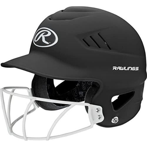 Rawlings | COOLFLO HIGHLIGHTER Batting Helmet | Face Guard Included | One Size Fits Most 6 1/2"-7 1/2" | Matte Black