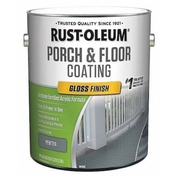 Rust-Oleum 320474 1 Gal Floor Coating, Gloss Finish, Pewter, Water Base