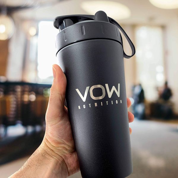 VOW Nutrition Premium Stainless Steel Matt Black Protein Shaker | Durable Water Bottle, Leak Proof, Dishwasher Safe, 750ml (750 ML, Matt Black)