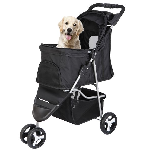 3-Wheel Travel Pet Stroller for Dog and Cat Lightweight Foldable Stroller