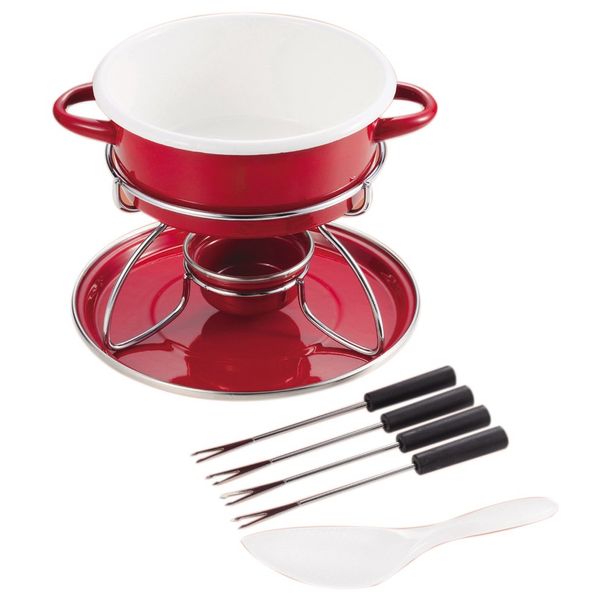 Pearl Metal Belmani Enamelled Red Mini Fondue Pot Set