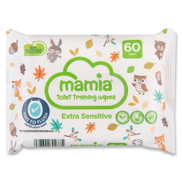 2X Mamia Toilet Training Wipes Extra Sensitive 60 Pack