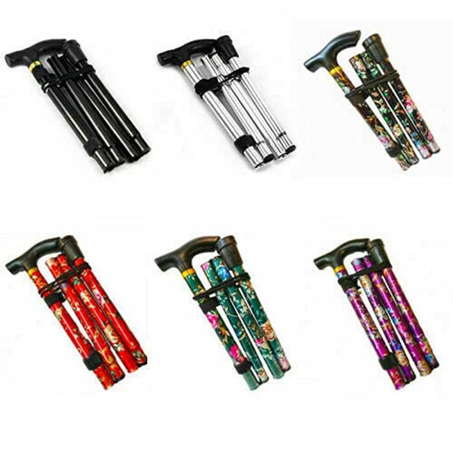 V7® Folding Walking Stick Adjustable Walking Cane Lightweight Collapsible Cane Height Adjust