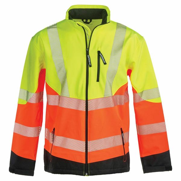 High Visibility Softshell Safety Jacket, Class 3 Reflective Work Jacket, Fleece Lined, Medium, SAFEGEAR