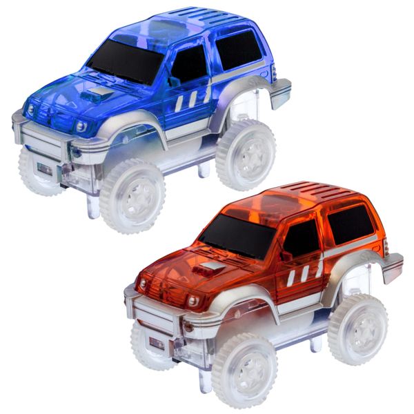 PicassoTiles 2pcs Magnetic Toy Car Set Highly Detailed Compatible with Magnet Race Track STEM Truck Replacement Accessories Educational Construction Building Kits for Toddlers Boys & Girls Ages 3+