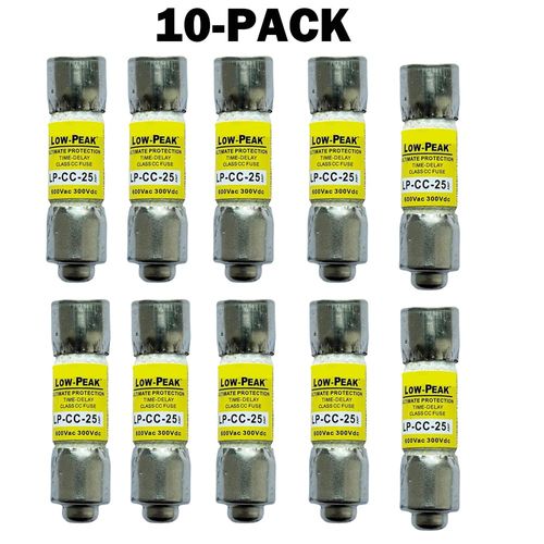 10-Pack New LP-CC-25 LP-CC-25A LP-CC 25A 600Vac Time Delay Fuse,LP-CC-25A Current Limiting Class CC Rejection Cartridge Fuses