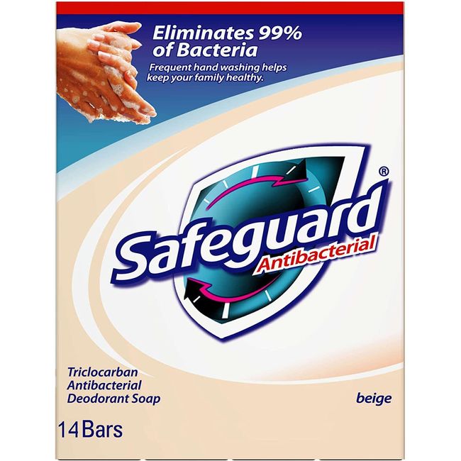 Safeguard 14 Bars 4oz (113g) Each Beige Washes Away Bacteria Antibacterial Soap Bar