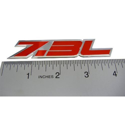 7.3L Liter RED Highly Polished Aluminum Silver Chrome Truck Engine Swap Badge Nameplate Emblem Compatible with Ford Power Stroke Turbo Diesel Excursion F-Series Super Duty F250 F350 F450 F550