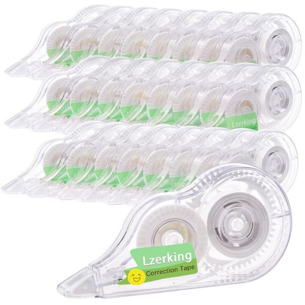 Lzerking Correct Correction Tape,White,32-Count,Transparent Dispenser Shows How Much Tape is Remaining