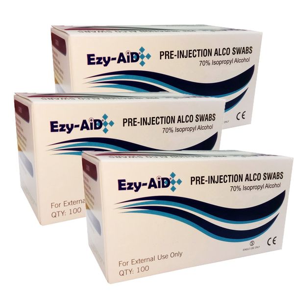 3X Premium Alcotip 70% Isopropyl Alcohol Pre-Injection Swabs, Alcohol Wipes (3X Box of 100)