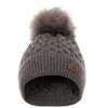Trespass Womens Hat Beanie Cable Knit with Pompom Freja Dark Grey