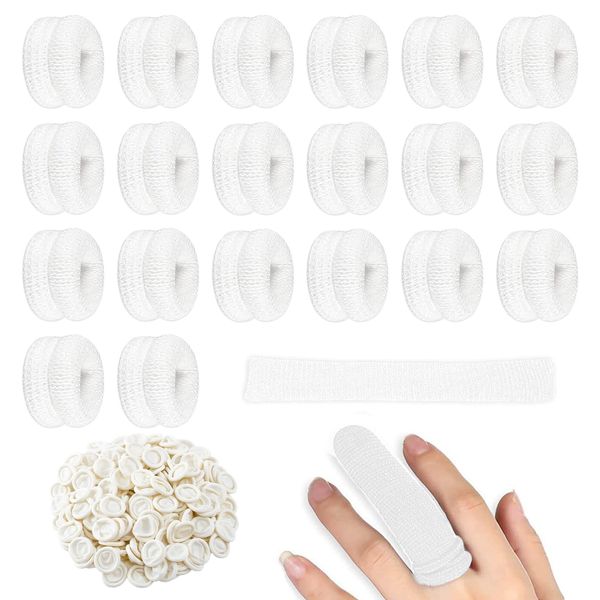 FEXPDL 40pcs Finger Bandages Tubular Finger Guards Blue Finger Cots for Finger Protections Finger Bandages Tubular Finger Cots Buddies Finger Bobs Thumb Bandage（White）