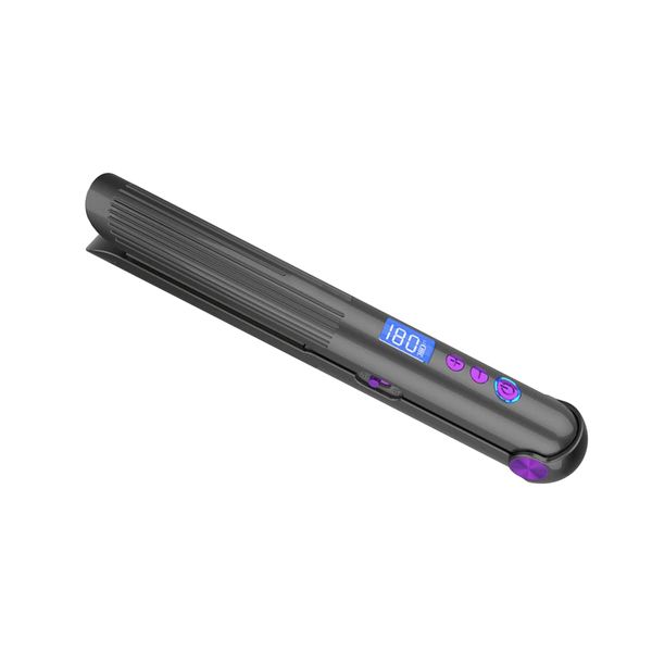 ABHI 2 in 1 Glätteisen Hair Straightener & Lockenstäbe Drahtlos 8 Stufen Temperatur Große Wellen Reise Styler Elektrischer TypeC Aufladung Ionisch Straight and Curl Haarglätter Iron (Schwarz)