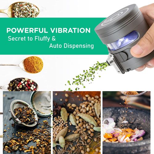 Cloudious9 - Tectonic9 Herb Grinder Automatic Electric Herbal Spice Dispenser Large 2.5" Aluminum Alloy (Grey), For Home & Kitchen Only
