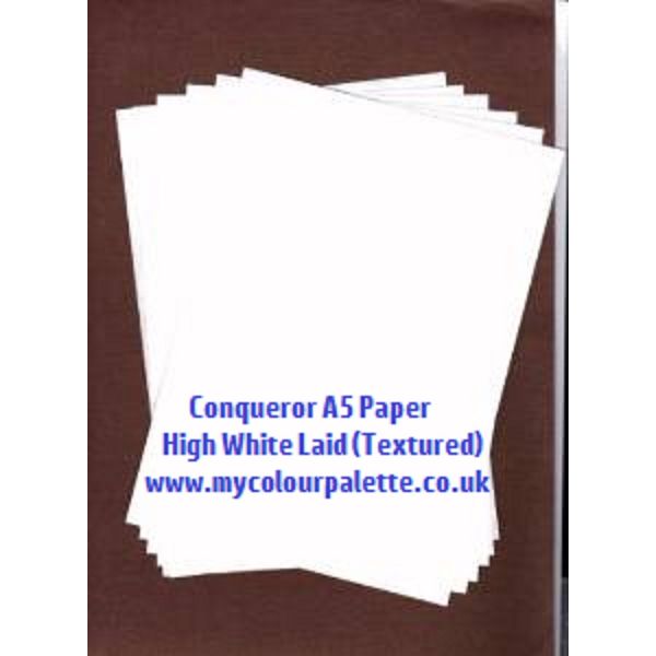 50 A5 (1/2 A4) Conqueror Laid (Textured) High White Paper (Off White)