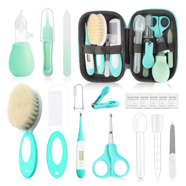 Baby Healthcare and Grooming Kit with Nail Clippers Scissors Nasal Aspirator Portable Baby BasicsHealth and Essentials Infant Grooming Kit for Newborns