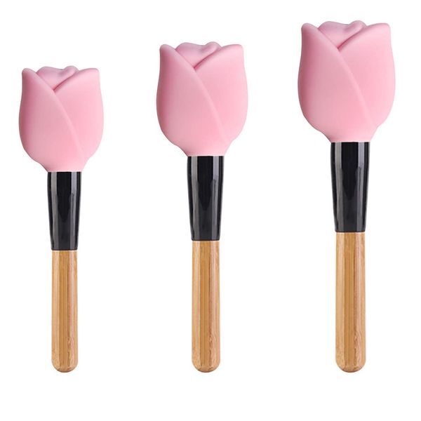 3Pcs Makeup Brush Protector Covers Durable Brush Sleeve Silicone Brush Covers Reusable Dust Cover Brush Organizer Case for Travel and Home