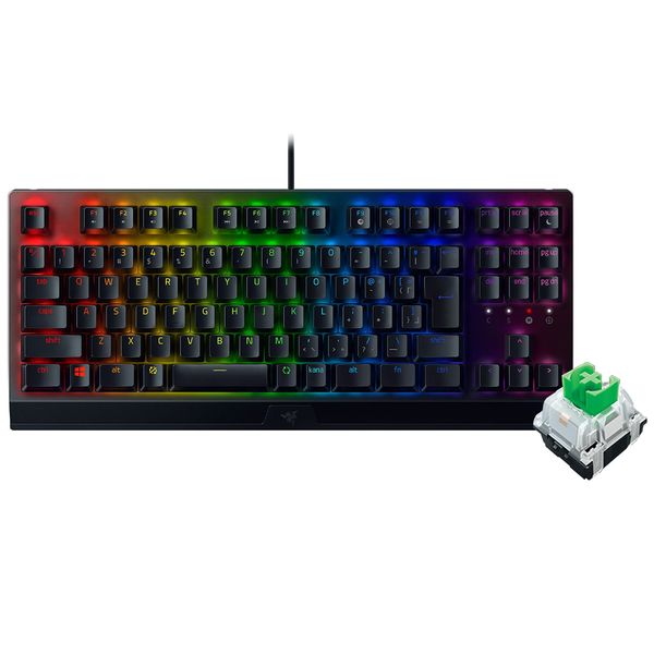 Razer Gaming Keyboard, Numeric Keypadless, Mechanical Keyboard, BlackWidow V3, Tenkeyless JP - Green Switch, Mechanical, Green Axis, Clear Housing, Chroma RGB, Heavy Duty Aluminum Top Plate, ABS