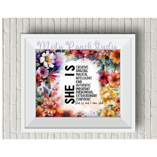 She is Me, I am She...Suicide Awareness Beautiful Flowers UNFRAMED Art Print