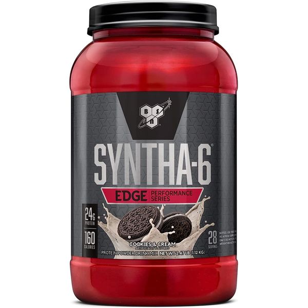 BSN Protein WPI SYNTHA-6 Edge Protein Powder Chocolate Micellar Casein Isolate Milk with Hydrolyzed Whey Low Sugar 24g Milkshake 48 Servings, [04] Strawberry Milkshake, [05] 2.34 lbs (1 pack)