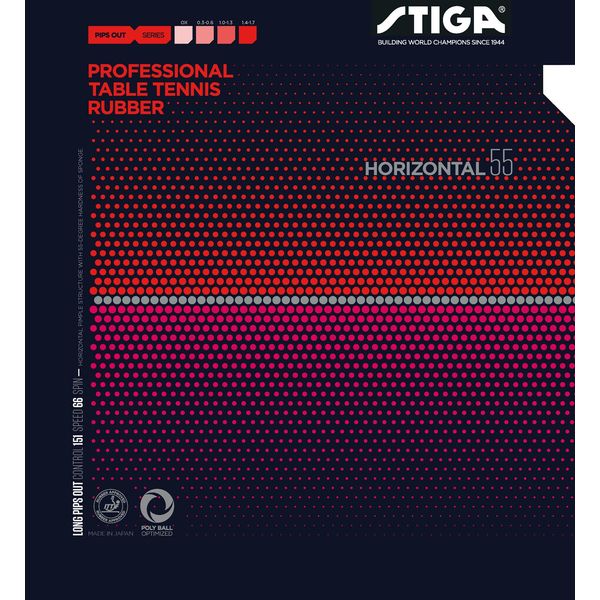 STIGA 1711550506 Table Tennis Rubber, Horizontal 55 Rubber, Red, Extra Thin