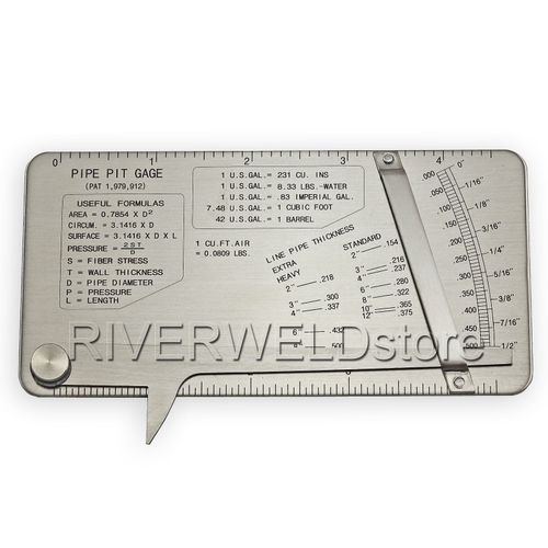 RIVERWELD Pipe Pit Welding Gauge Gage Test Ulnar Welder Inspection Range is 0 to 1/2” in 1/64” & .010 Increments