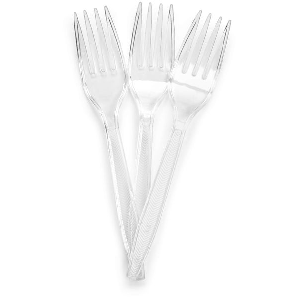 Plasticpro Clear Plastic Forks Disposable Cutlery Medium Weight Utensils 50 Count