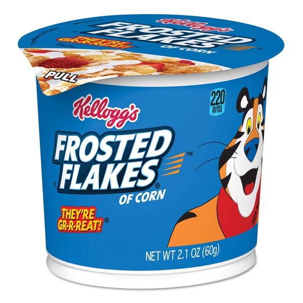 Kellogg's Frosted Flakes Breakfast Cereal, 2.1 oz. Single-Serve Cup, 6 Cups/Box