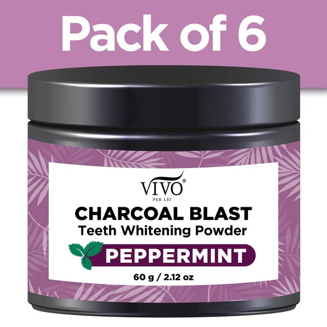 Vivo Per Lei Remineralizing Tooth Powder with Activated Charcoal-2.12 Oz- 6 Pack