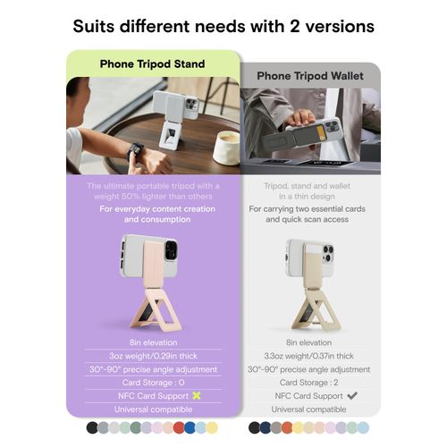 MOFT Phone Tripod Stand Selfie Stick for iPhone, Multi-Angles iPhone Stand, Lightweight & Portable Phone Holder, Strong Magnets, MOVAS Vegan Leather, Travel Essentials, Peach Pink (Without Card Slot)