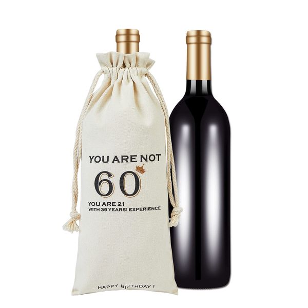 RF&CM Funny Birthday Wine Bottle Bags Gift,60th Birthday Gifts for Men Women Friends,Wine Bottle Bags for Women - Best 60 Year Old Gifts Ideas for Wife, Mom, Grandma,Sixty Class Reunion Ideas.