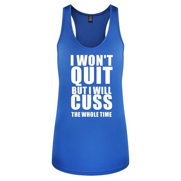 FANNOO Tank Tops for Women-Womens Funny Saying Fitness Workout Racerback Tank Tops Sleeveless Shirts (Blue, M)