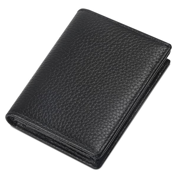 Luckele Business Card Holder, Men's, Women's, Business Card Case, Genuine Leather, Large Capacity, Does Not Break Business Cards, Easy to Take Out, Holds 50 Cards, Compact, 5 Pockets, Sorting Pockets,