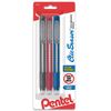 Pentel Clic Retractable Eraser With Grip, Assorted Barrels, 3 Pack (ZE21BP3M)