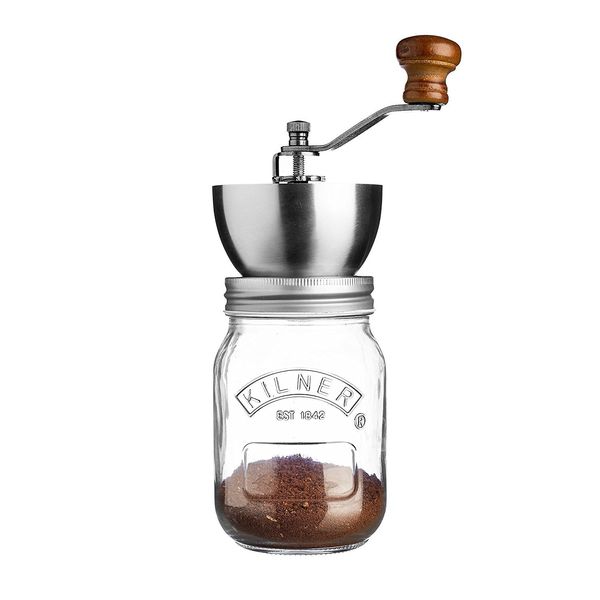 Kilner Coffee Grinder Set with Glass 0.5 Litre Screw Top Storage Jar