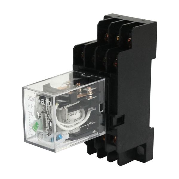 Sourcingmap HH54P DC 24V Coil Volt Motor Control 4NO 4NC Power Relay w Base Socket