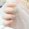Set of 24 SIFASHION Luscious diamond and ribbon embellished almond style removable nails