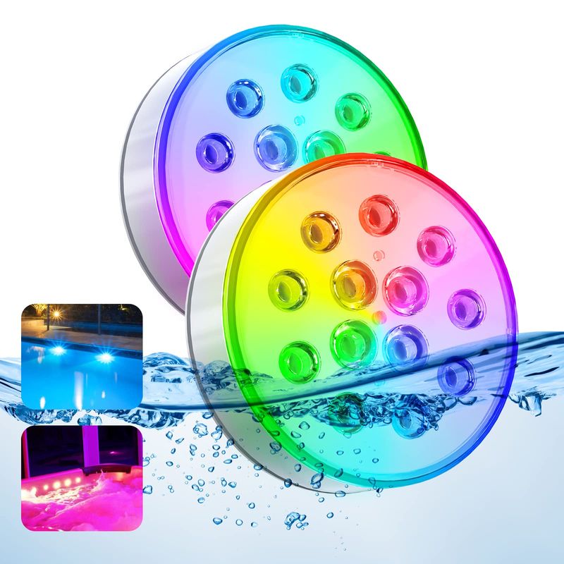 U UZOPI Upgraded Rechargeable Submersible LED Pool Lights with Remote ...