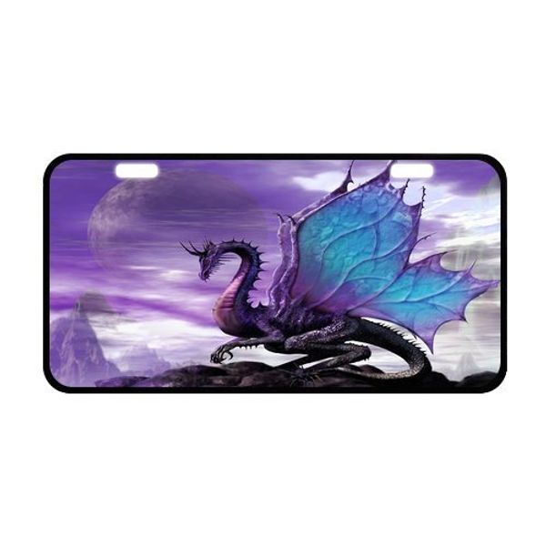 Purple Dragon & Moon Pattern Strong And Durable Aluminum Car License Plate 11.8" x 6.1"