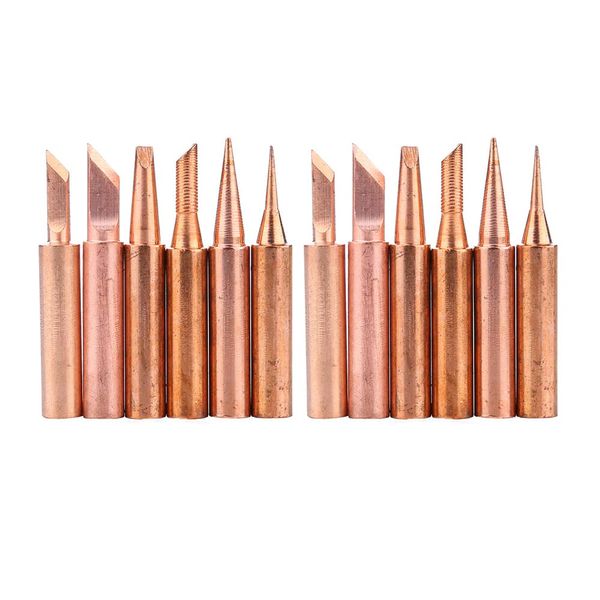 Wolfride 12 Pcs Copper Soldering Iron Tip Fast Heating Up to 900 M Replacement Soldering Iron Tip Lead Free B/I/ 3C /2.4D / K/SK for Electronic Work and Electrical DIY External Diameter 0.2 inch (6 mm) Inner Diameter 0.18 inch (4.5 mm)